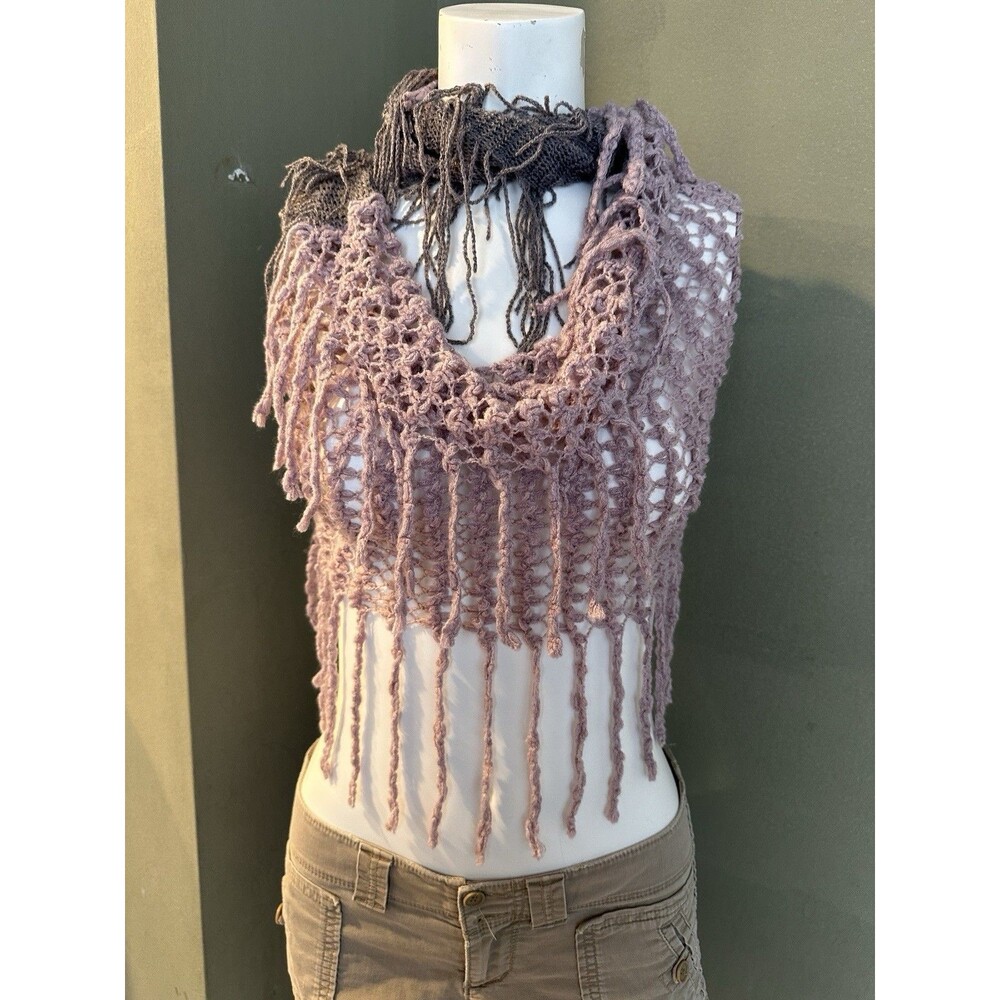 Beautiful Delicate Pink Pintuck Crochet Bordered Shawl/Scarf